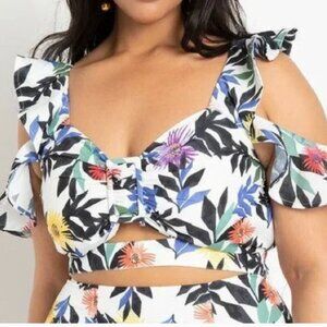 ELOQUII Floral Bustier Crop Top Multicolor Print Size 22